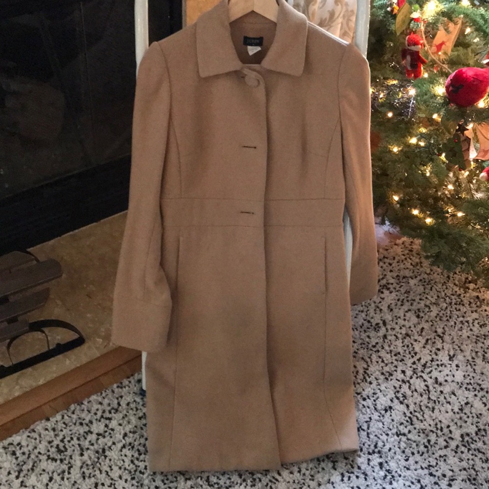 J Crew long camel wool coat in Size 2